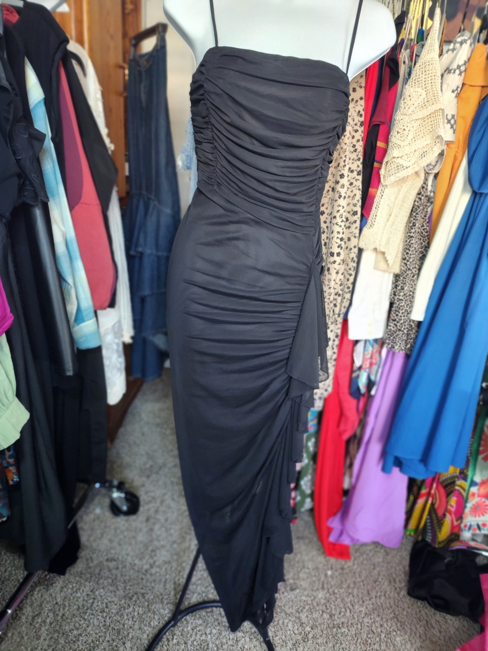Fashion Nova Black Strapless Ruched Evening Gown